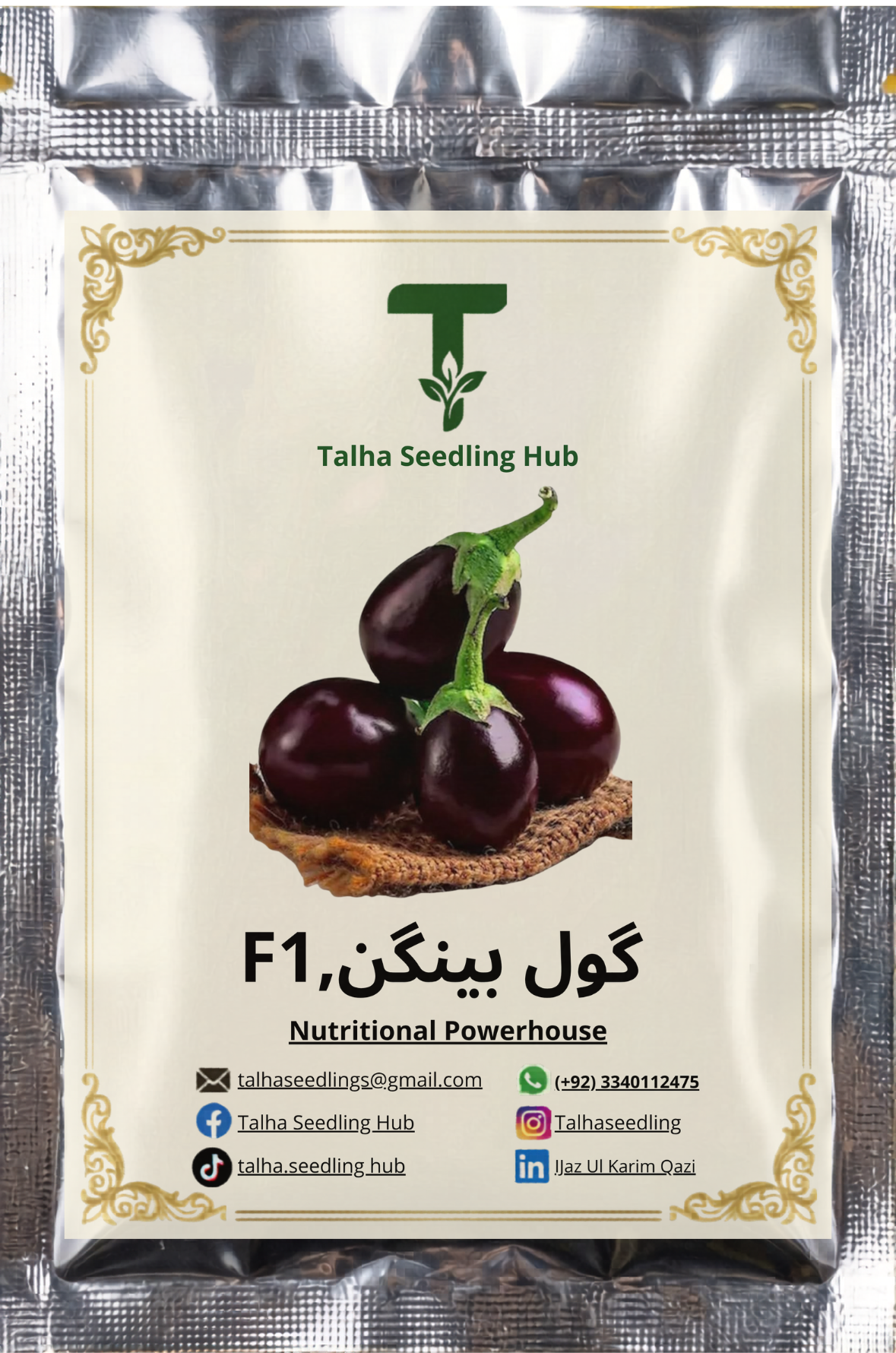 F1 Hybrid Round Brinjal 25 Seeds